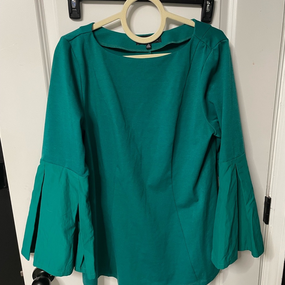 Eloquii Teal Bell Sleeve Blouse
